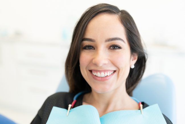 Closeup,Of,Happy,Caucasian,Mid,Adult,Woman,At,Dental,Clinic affordable dentist in Hamilton, OH Hamilton Riverside Dentistry
